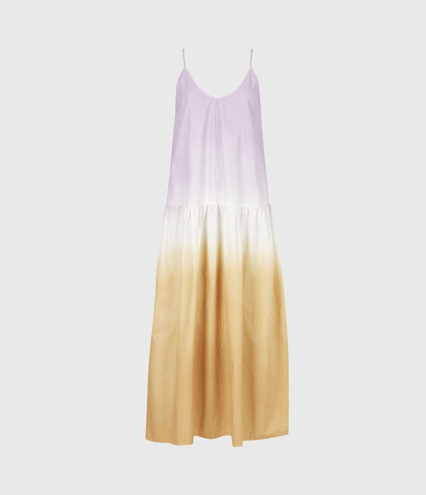 AllSaints Caro Dipdye Lilac Camel Midi Dress Women's Size 6 US $215