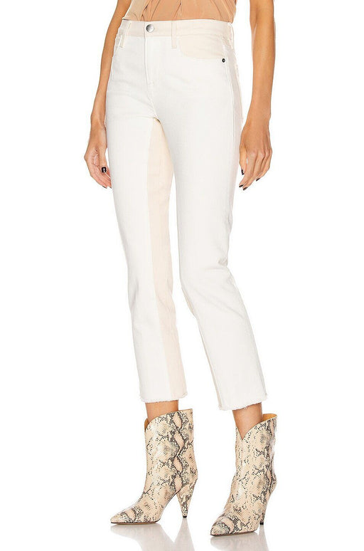 Frame Le High Straight Leg Jeans In Blanc Multi Size 27
