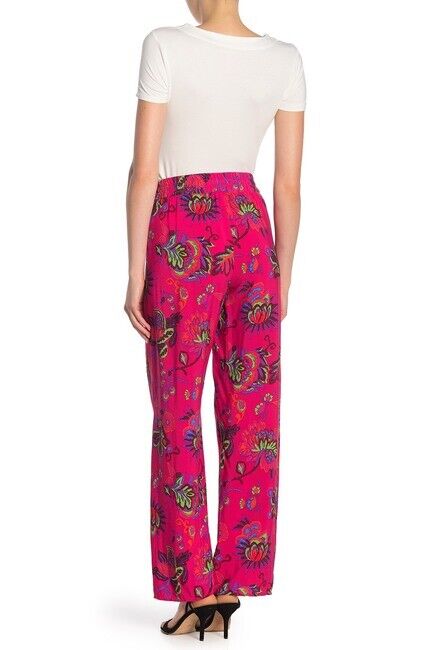 Catherine Malandrino Festive Printed Soft Pants Floral Pink Straight Size L