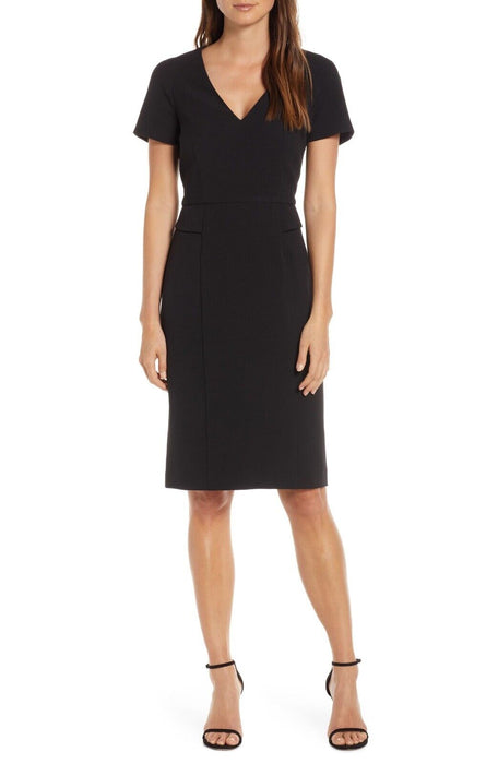 Harper Rose women's  Short Sleeve V-Neck Sheath Dress $159 size 14 in black