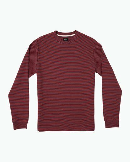 RVCA Men's Long Sleeve T-Shirt In Pompei Red Stripe Size M