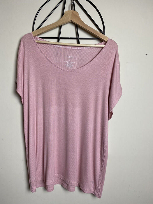Jones New York Sport Rib T Shirt Short Sleeve Activewear Top Women’s in Rose S