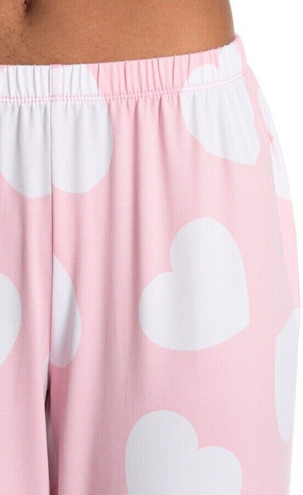 PJ Couture Printed Sleepover 2-Piece Pyjama Set Heart Print In Pink Grey Size M