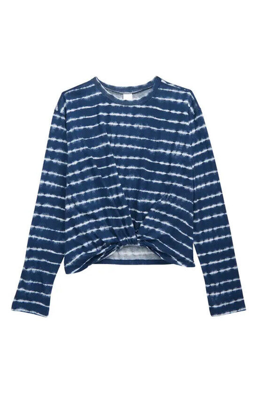 Nordstrom Kids Twist Front Long Sleeve T-Shirt In Blue Tie Dye Size L10-12
