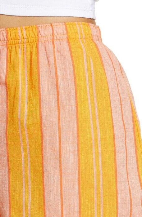 BP. Boyfriend Stripe Pyjama Shorts Yellow Butter Stripe Size XS