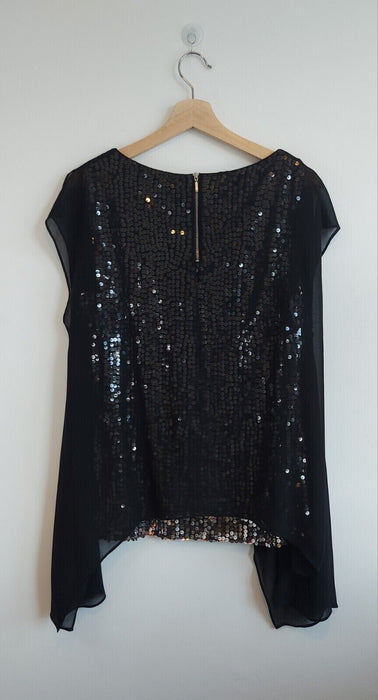 Phase Eight Women' Delilah Double Layer Sequin Blouse Black Size 4 US (8UK) $169