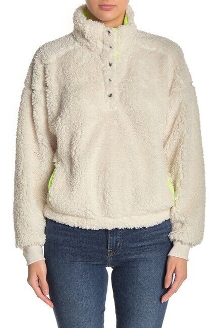 Abound Women's Faux Shearling Fleece Pullover In Ivory Dove Size M