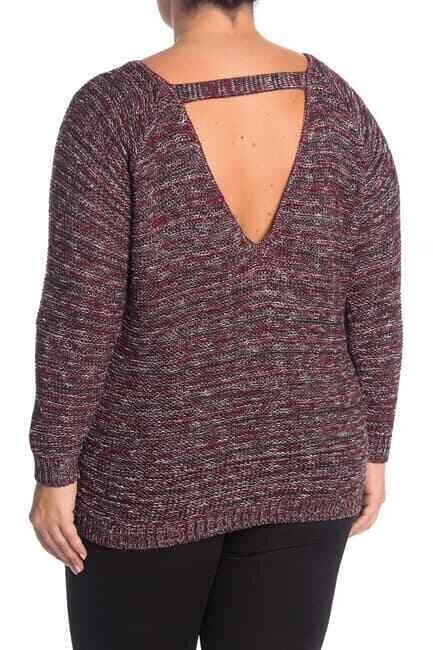 SUSINA women's V-Back Marled Knit Sweater MADE IN USA PLUS SIZE 3X
