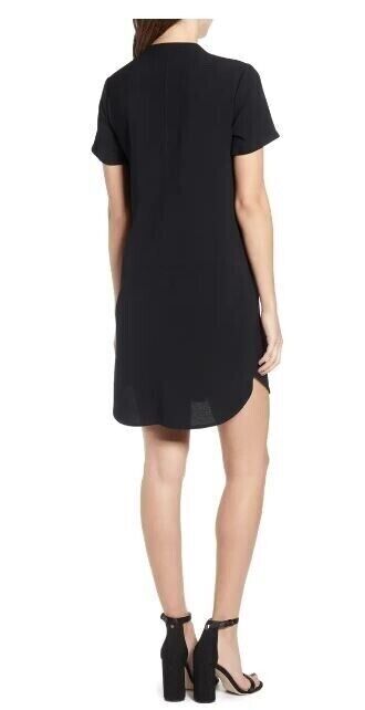 All In Favor Hailey Black Crepe Shift Mini Dress Business Casual Size XS NEW