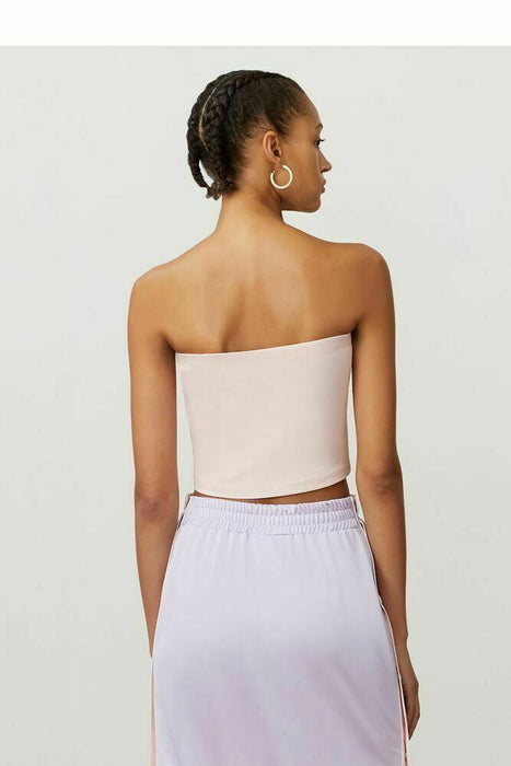 Fila Teodora Banded Tube Top Logo Stretch Cotton Jersey Crop Bandeau Pink M
