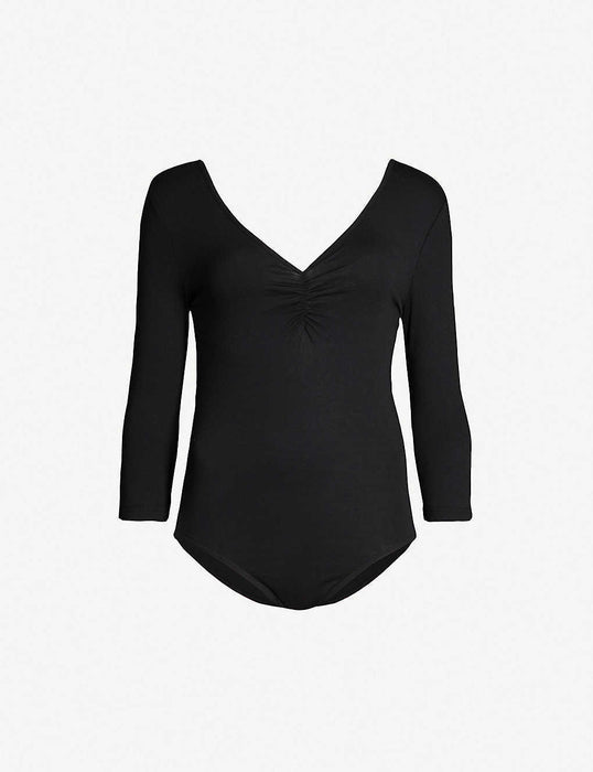 Maje Women's T Shirt V-Neck Jersey Bodysuit In Black Size 1