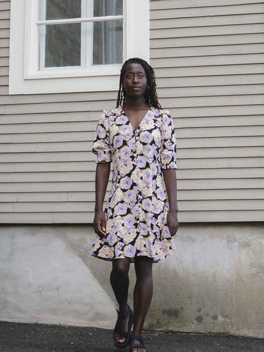 Vero Moda Paja V-Neck Floral Mini Dress Purple Lilac Size S