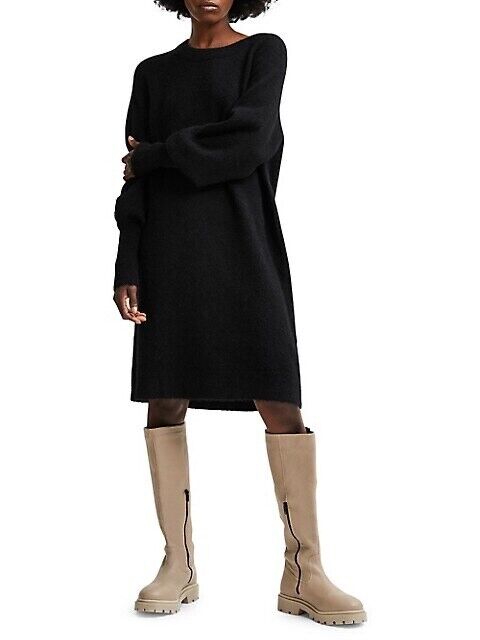 Selected Femme Lulu Long-Sleeve Knit Dress In Black Size M $165