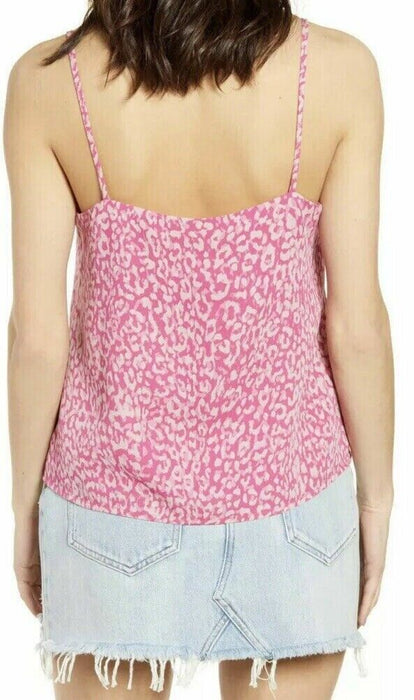 Leith Nordstrom Pink Leopard V Neck Camisole Lined Cami Tank Top Size S
