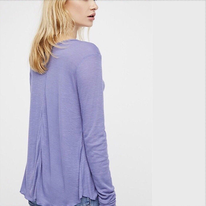 Free People Intimately Rock The Boat Bateau Long Sleeve Top In Iris Blue Size XS
