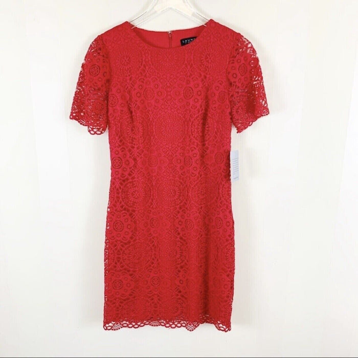 NEW Laundry by Shelli Segal Women's Size 12  Cherry Red Lace Mini Dress $169