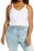 BP. Women's Plus Size V-Neck Rib sleeveless Camisole Cami size 1X in white