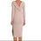 ASTR Cross Back Long Sleeve Ribbed Midi Dress in Nude size M