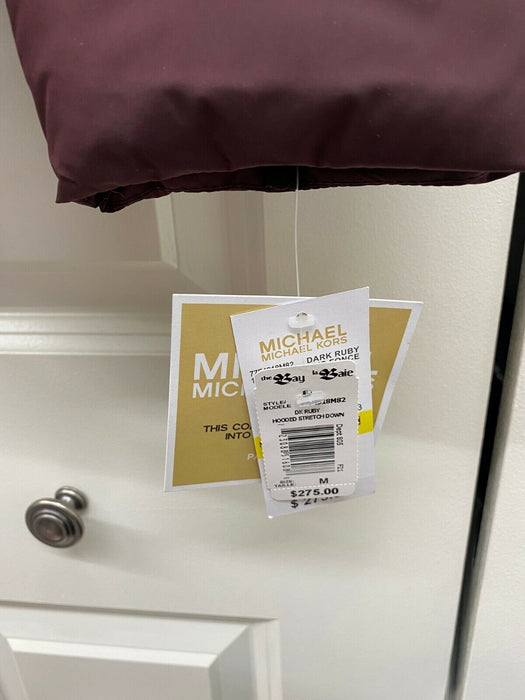 Michael Michael Kors Packable Down Fill Puffer Jacket Dark Ruby Size M $270