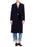 Sandro Women's Wool Blend Peak Lapel Velvet Tie Coat Navy Size 4 US / 36 FR $910