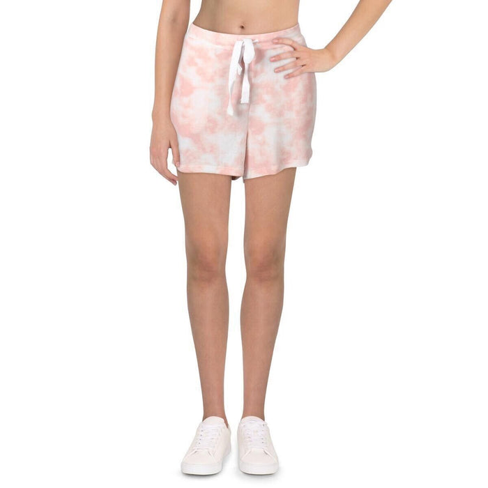 2LIV Womens Pink Fleece Drawstring Casual Shorts M in tie dye