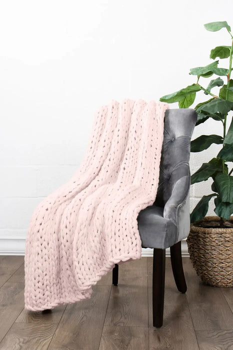 IENJOY HOME Home Collection Premium Chunky Knit Blanket In Blush Pink $199