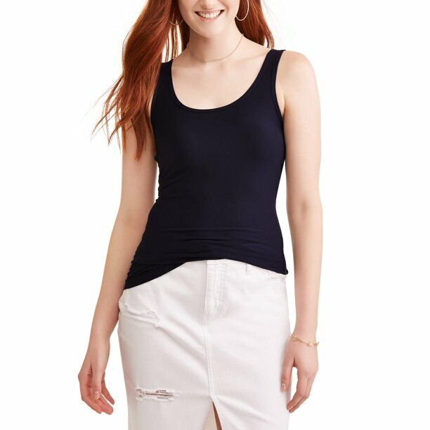 No Boundaries Juniors Scoop Neck Stretch Knit Tank In Black Size XXL