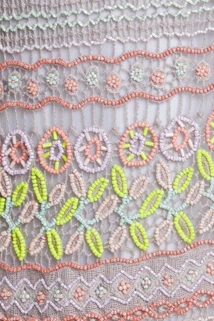 ALICE + OLIVIA $1298 Neon Amina All Over Embroidery Sweetheart Neck Dress 2 US