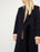 Sandro Women's Wool Blend Peak Lapel Velvet Tie Coat Navy Size 4 US / 36 FR $910