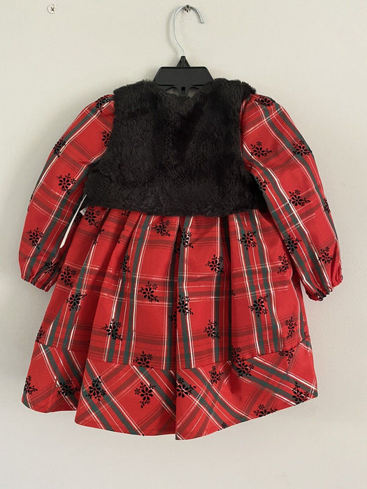 Pippa And Julie Girls 2pc Plaid Christmas Dress Red/Black Size 2 $58