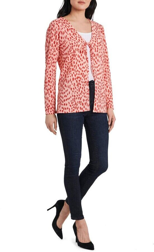Vince Camuto Textured Knit Tie Front Cardigan In Soft Peony Print Size S $79
