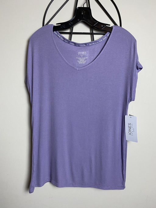 Jones New York Sport Rib T Shirt Short Sleeve Activewear Top In Purple Size S