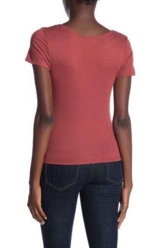 PST By Project Social T Women's Short Sleeve Surplice Top In Marsala Red Size L