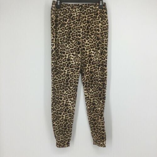 Socialite Brushed Fleece Joggers Lounge Pants Brown Leopard High Rise Size S