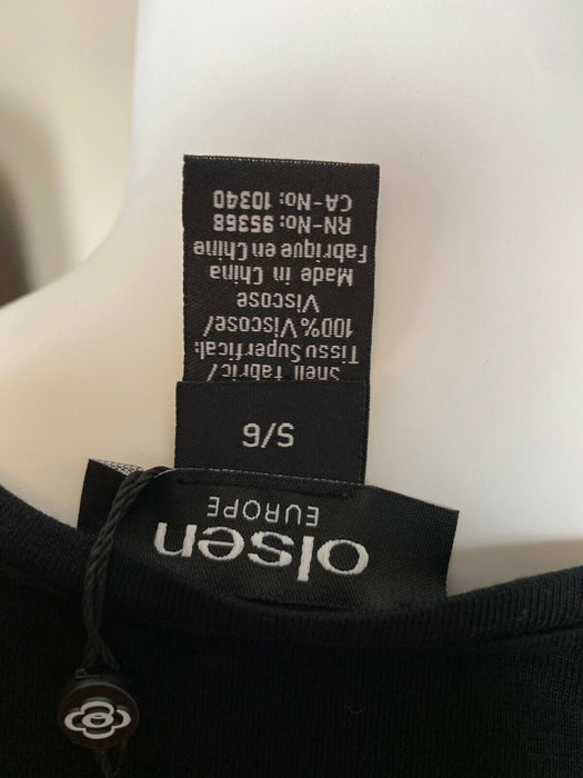 Olsen Uptown Boho Sequins Long Sleeve Jersey Top Blouse In Black Size L/14 $150