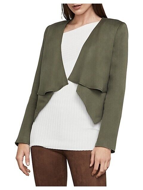 BCBGMaxAzria Ania Double-Layer Long Sleeves Open-Front Blazer size M green $296