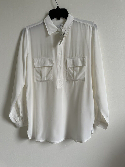 CLUB MONACO Safari Silk Long Sleeve Shirt  size XS in ivory
