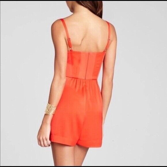 BCBGMAXAZRIA women's  Bridget Bustier Short Romper Size L Poppy  $198