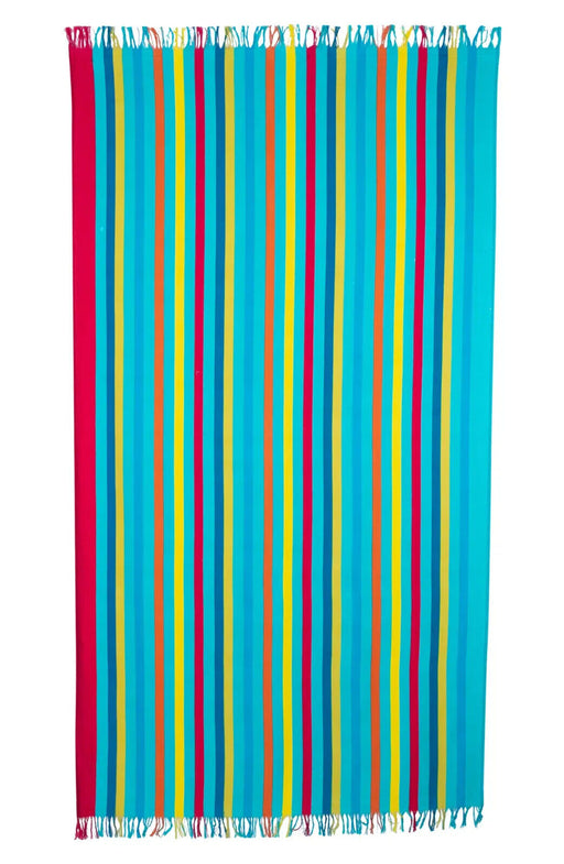 Moda At Home 100% Cotton Beach Towel In Striped Blue/Yellow/Pink/Orange 35x70"