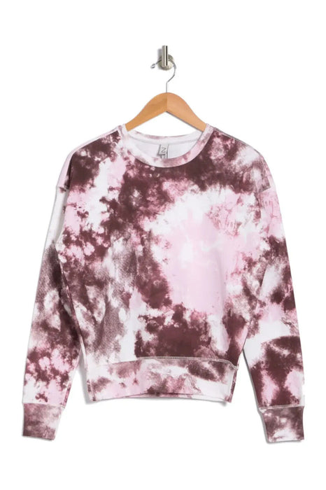 Z By Zella Maisie Tie Dye Pullover Sweatshirt In Burgundy Huckle Size S