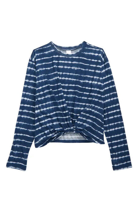Nordstrom Kids' Twist Front Long Sleeve T-Shirt Blue Tie Dye Size S 7-8