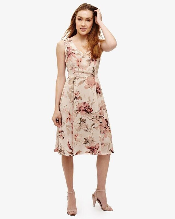 Phase Eight Vivien Floral Printed Sleeveless Dress In Pink Size 12UK 8US $185