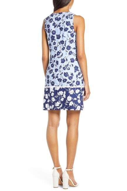 Eliza J Sleeveless Lace Trim Floral Shift Mini Dress Size 2 $148
