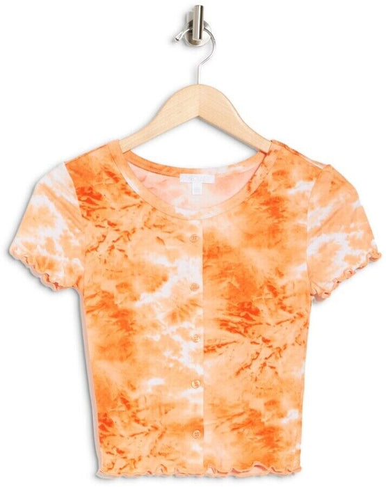 Abound Tie Dye Button Front Top In Rust Amber Orange Size M