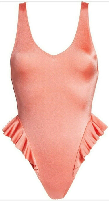 Something Navy' size L Frill One Piece Swimsuit Ruffled Coral Sharon $80