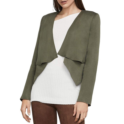BCBGMAXAZRIA Ania Double Layer Long Sleeve Open Front Blazer Green Size S $298