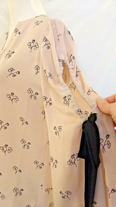 IVANKA TRUMP $143 Ruched Sleeve Printed Top Size XL in pink