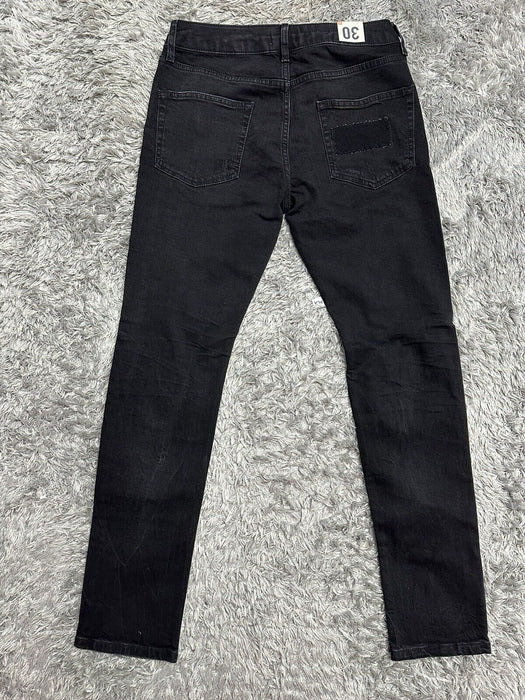 Topman rip 'n repair stretch skinny jeans in washed black size 30/30 $85