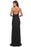 La Femme Cross Back Satin Jersey Trumpet Gown  28206 Black Size 6 $239
