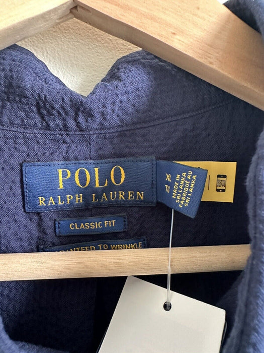 Polo Ralph Lauren Men's, RL Prepster Classic Fit Seersucker Shirt, Navy size XL